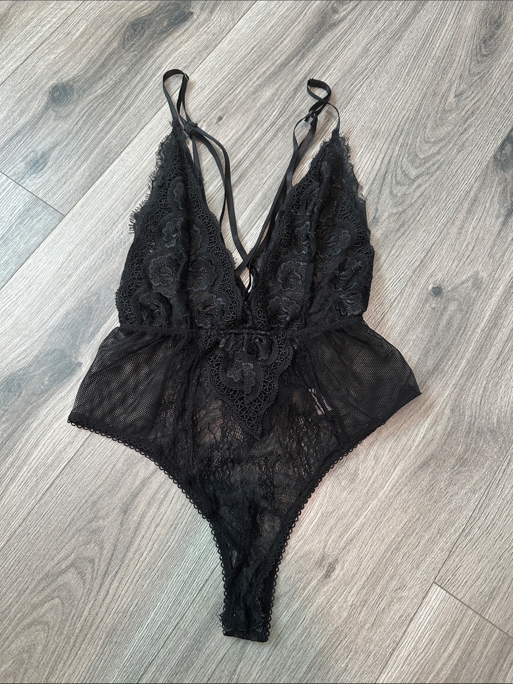 Love Culture Black Lace Plunge Bodysuit